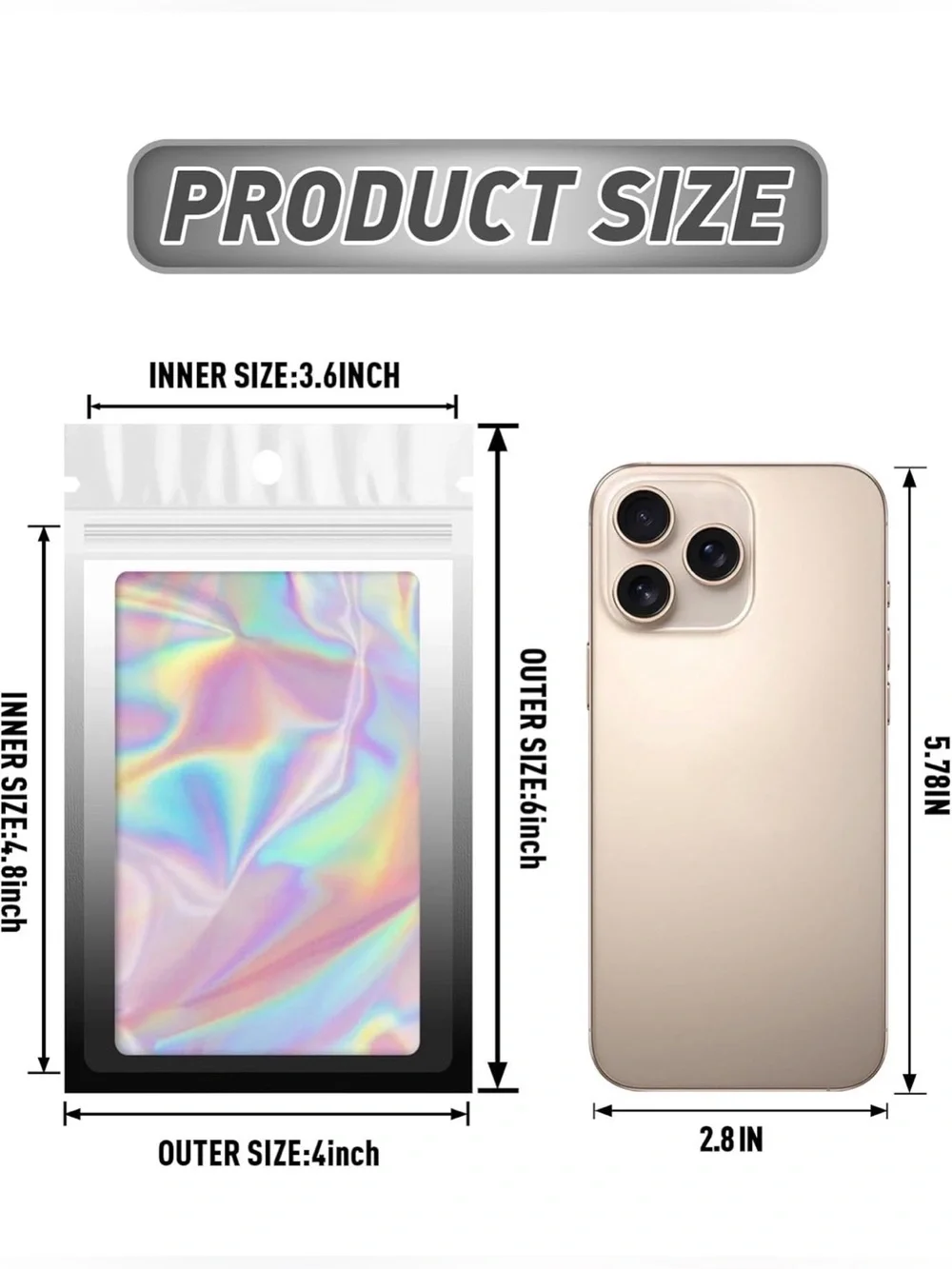 BUY NOW 20 Black/White Gradient Mylar Zip Bags